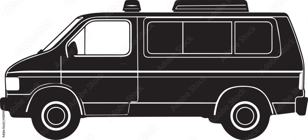 Silhouette of a ambulance black and white Silhouette of a ambulance black and white