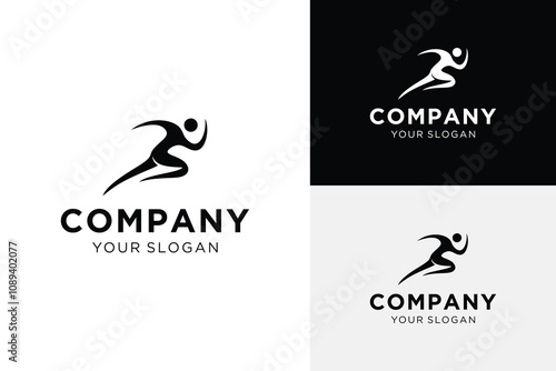 Running Person Logo Design Illustration. Marathon Runner Vector. Sprinter Icon. Running Club, Sports and Fitness Club Logo Concept.