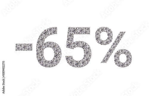 65 percent Diamond Numbers Banner on Transparent Background