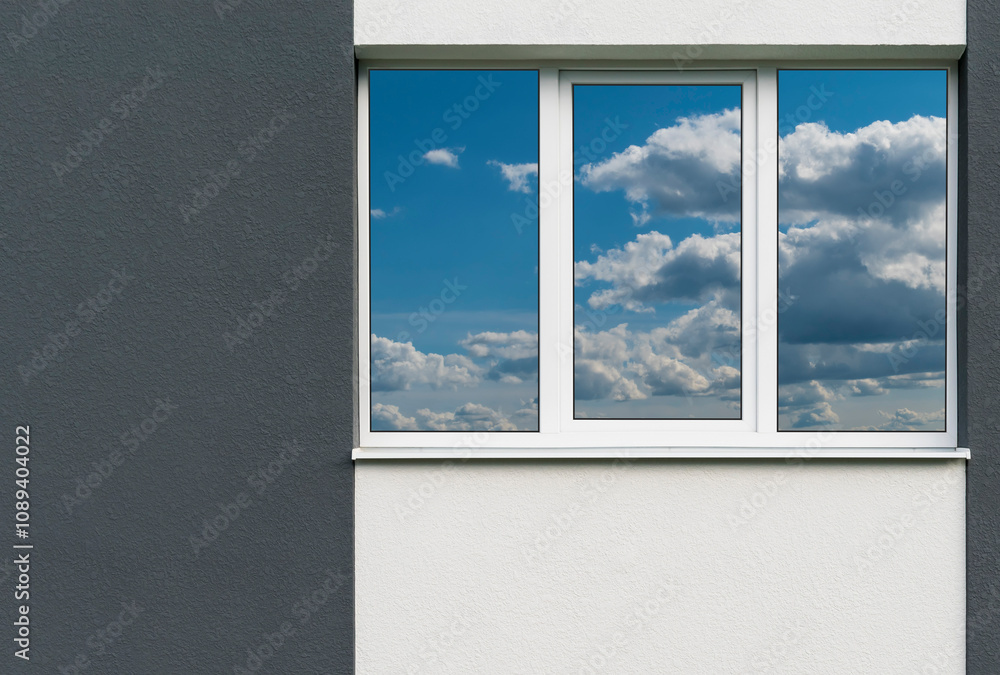A fragment of a new private house with windows A fragment of a new private house with windows