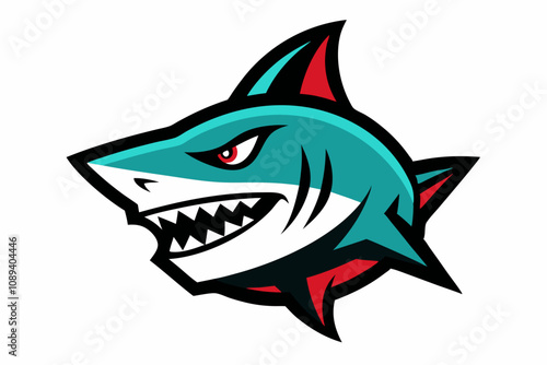 A fierce shark head mascot logo.