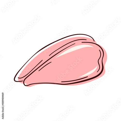 Chicken breast fillet in hand drawn style. Protein meat production design for butchery shop, delivery package design. Isolated on a white background.