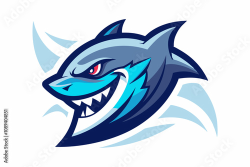 A fierce shark head mascot logo.