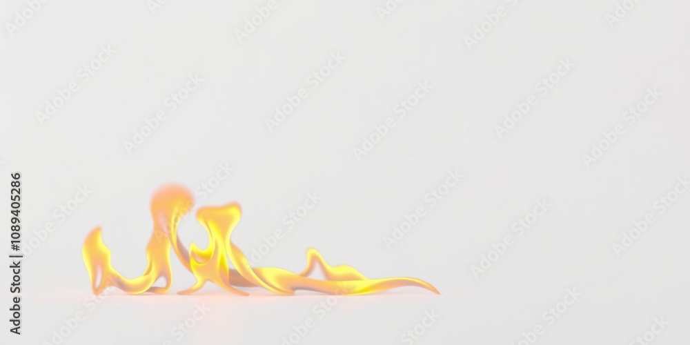 Obraz premium Minimalist style featuring isolated light yellow and dark yellow flames on a plain white surface, clean lines, flame