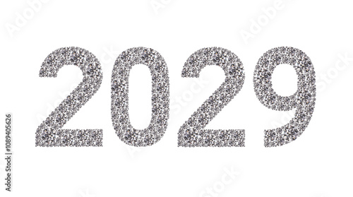 2029 New Year Diamond Numbers Banner on White Background