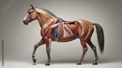 Horse Anatomy Musculature and Vascular System.