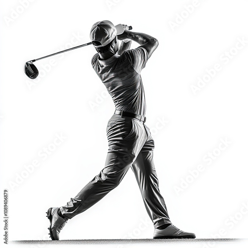 Golf Swing Silhouette, Blac...