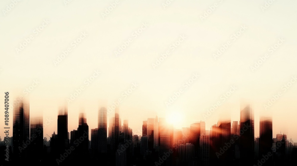 Enchanting Sunrise Over a Mysterious City Skyline: A Glimpse of Urban Beauty Enchanting Sunrise Over a Mysterious City Skyline: A Glimpse of Urban Beauty