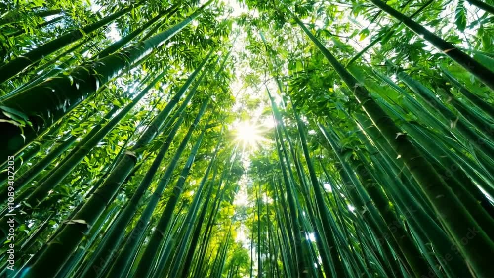 Bamboo Forest Serenity: Sunlight streams through a dense canopy of bamboo, creating a serene and tranquil atmosphere. The vibrant green foliage evokes a sense of peace and harmony. Bamboo Forest Serenity: Sunlight streams through a dense canopy of bamboo, creating a serene and tranquil atmosphere. The vibrant green foliage evokes a sense of peace and harmony.