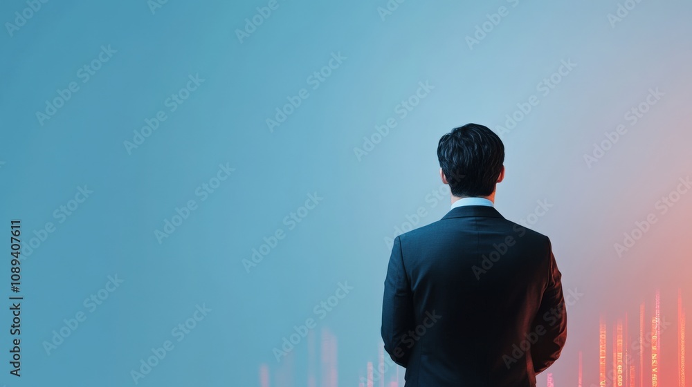businessman looking at data visualization on a digital screen businessman looking at data visualization on a digital screen