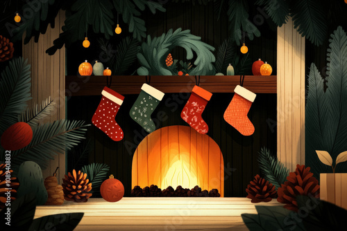 Rustic Mantle With Stocking...