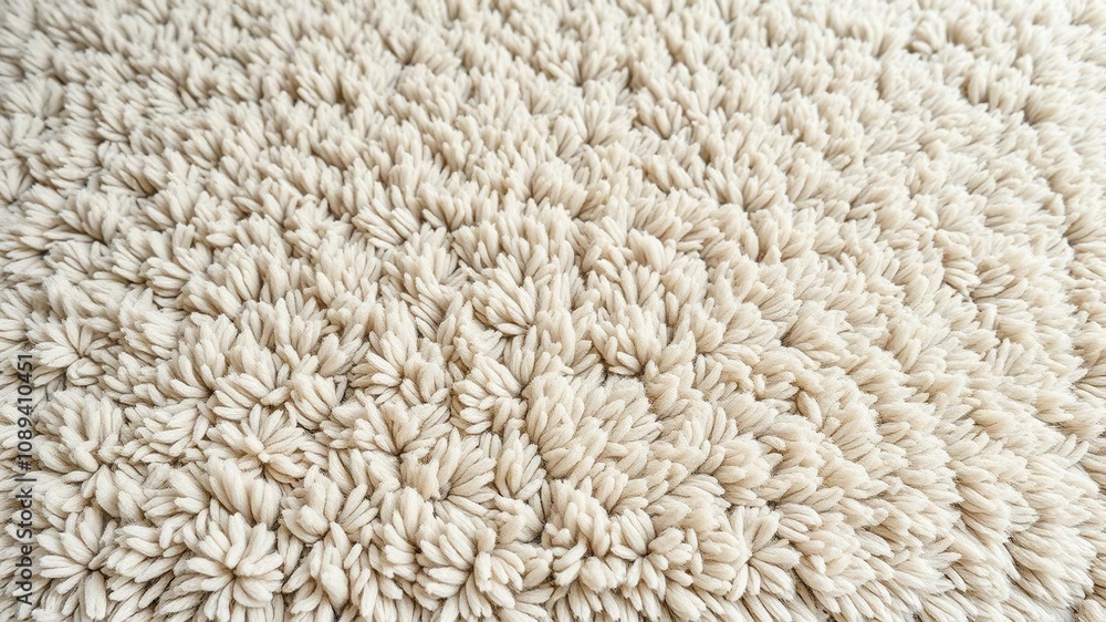 Plush rug in beige color with a natural fiber look, plush texture, living room accessories Plush rug in beige color with a natural fiber look, plush texture, living room accessories