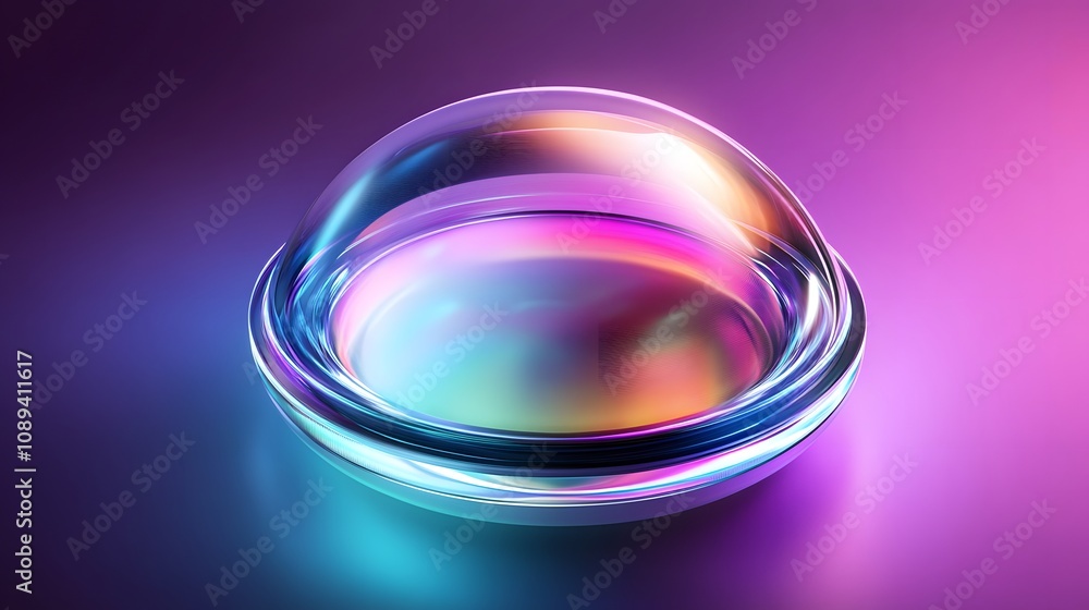 Holographic Ring Encircling Glowing Orb with Reflected Light Holographic Ring Encircling Glowing Orb with Reflected Light
