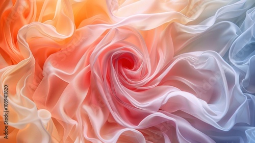 Abstract swirl of pastel fabric.