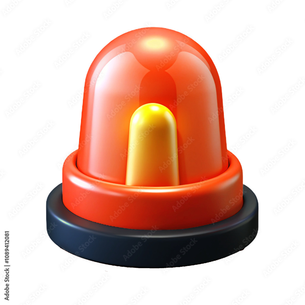 Fototapeta premium red emergency light 3d cartoon style illustration