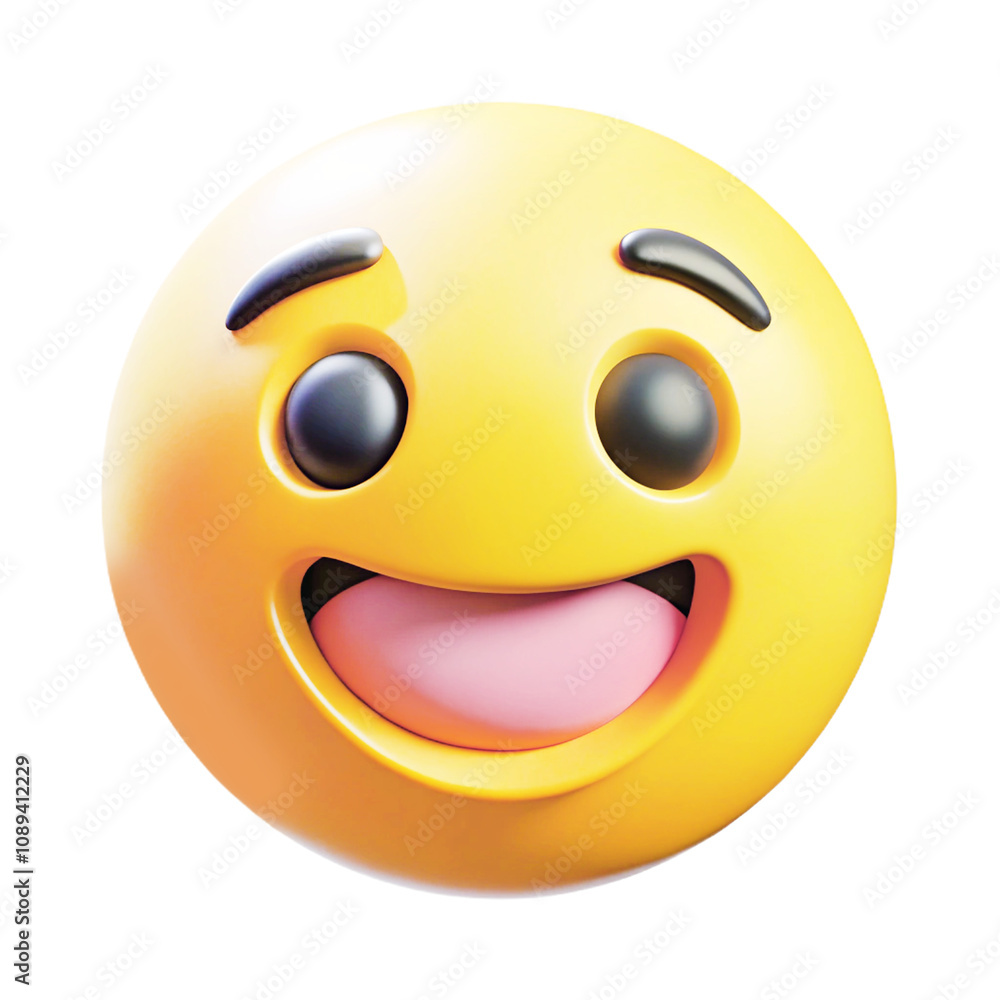 Fototapeta premium Happy emoji 3d cartoon style illustration