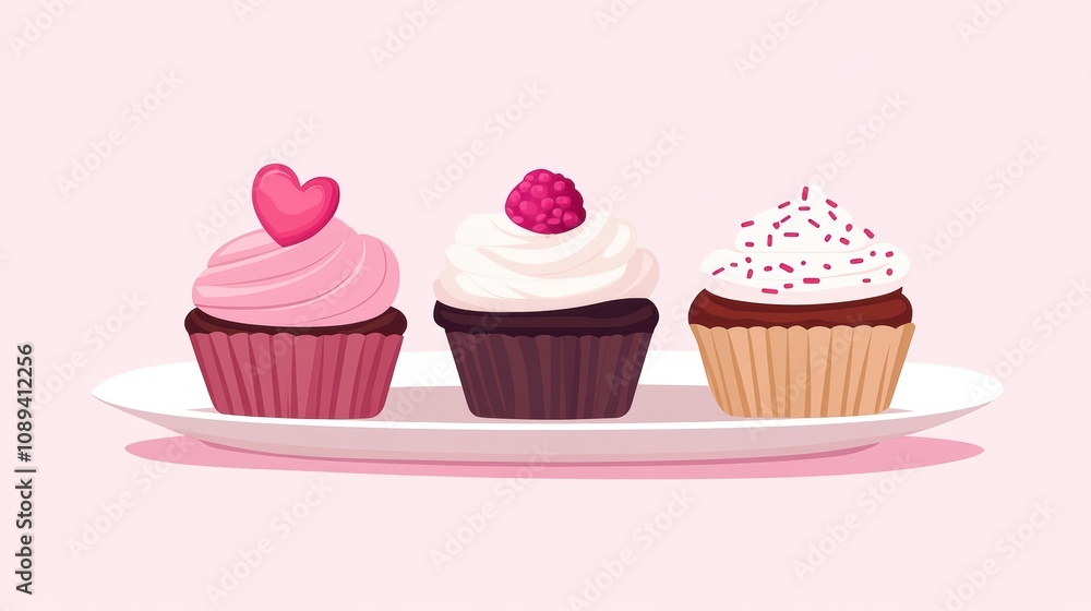 Delicious cupcakes on a plate, perfect for any celebration or sweet treat. Delicious cupcakes on a plate, perfect for any celebration or sweet treat.