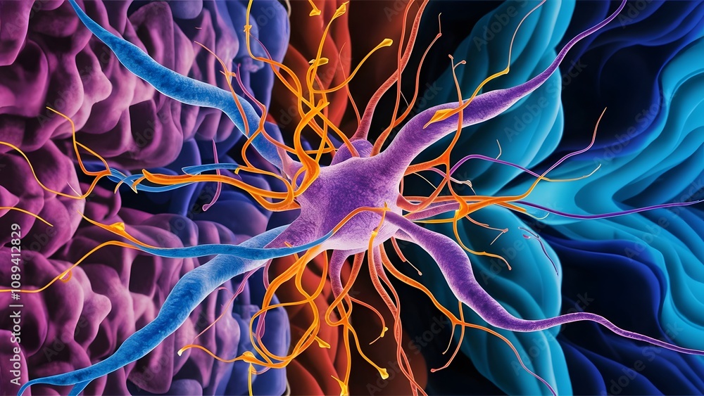 Fototapeta premium Neural Symphony: Brain Chemistry in Abstract Detail