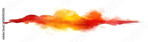 Colorful watercolor splash in vibrant shades of red and orange, white isolate background.