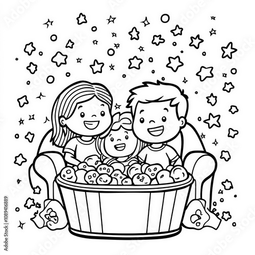 A family enjoying movie nig...