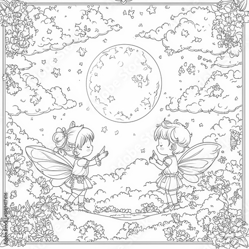 A whimsical scene of fairie...