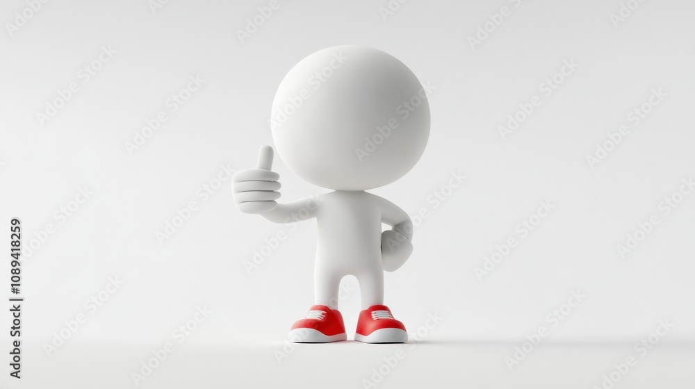 3d character giving a thumbs up gesture in red sneakers 3d character giving a thumbs up gesture in red sneakers