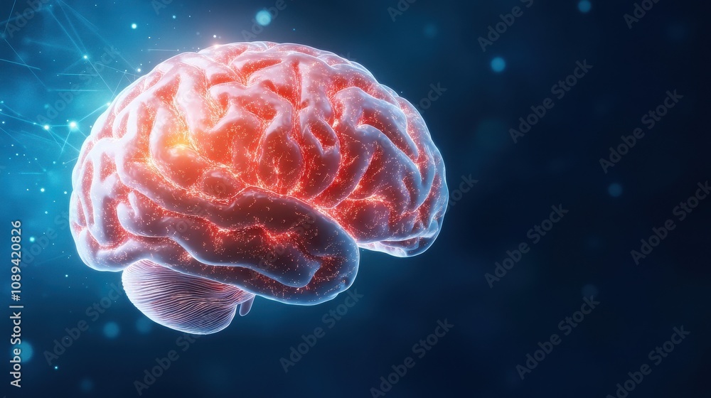 Fototapeta premium A brain with red and blue colors