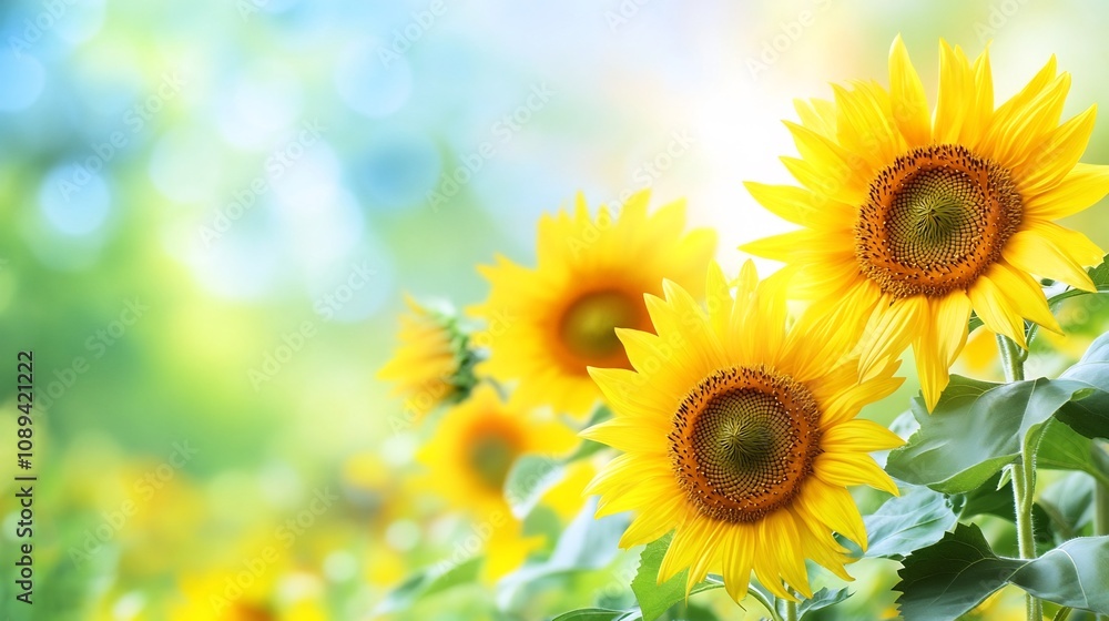 Sunflower Field at Sunrise in Summer Sunflower Field at Sunrise in Summer
