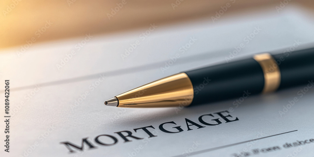 Document pertaining to mortgage details with a pen resting on it Document pertaining to mortgage details with a pen resting on it