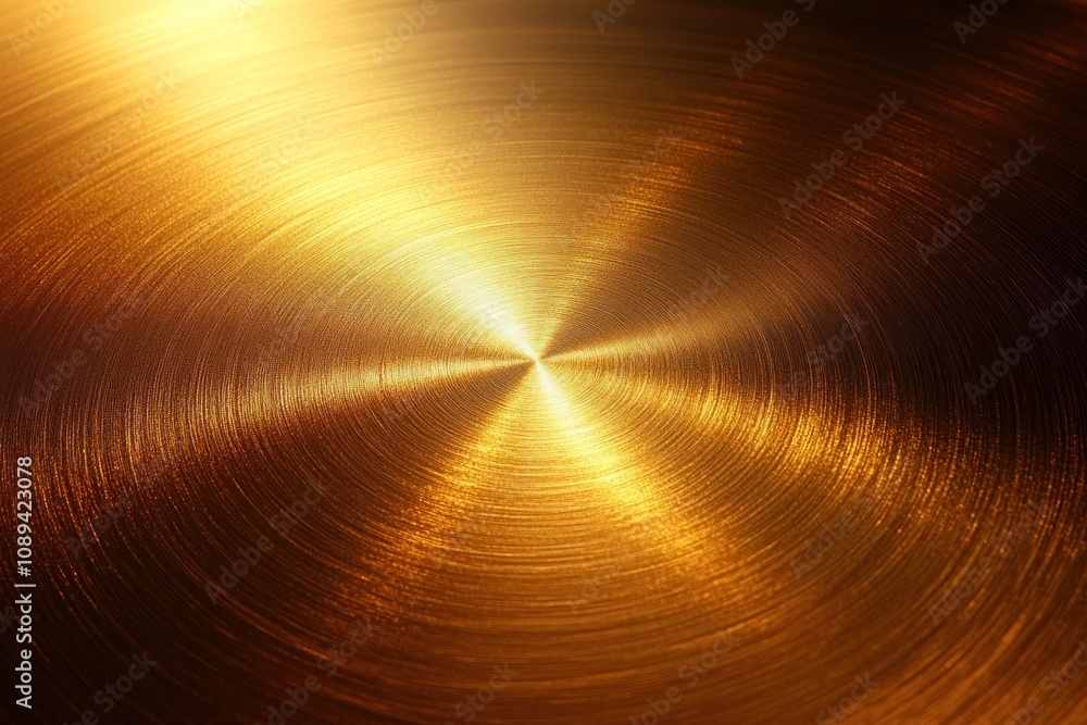 Golden Circular Brushed Metal Surface Texture