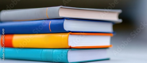 Wallpaper Mural stack of colorful books on a table Torontodigital.ca