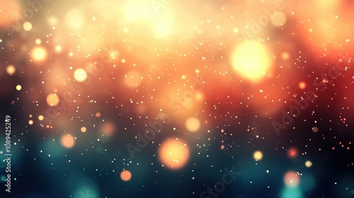 Colorful bokeh lights create a dreamy background with soft glows and blurred effects.