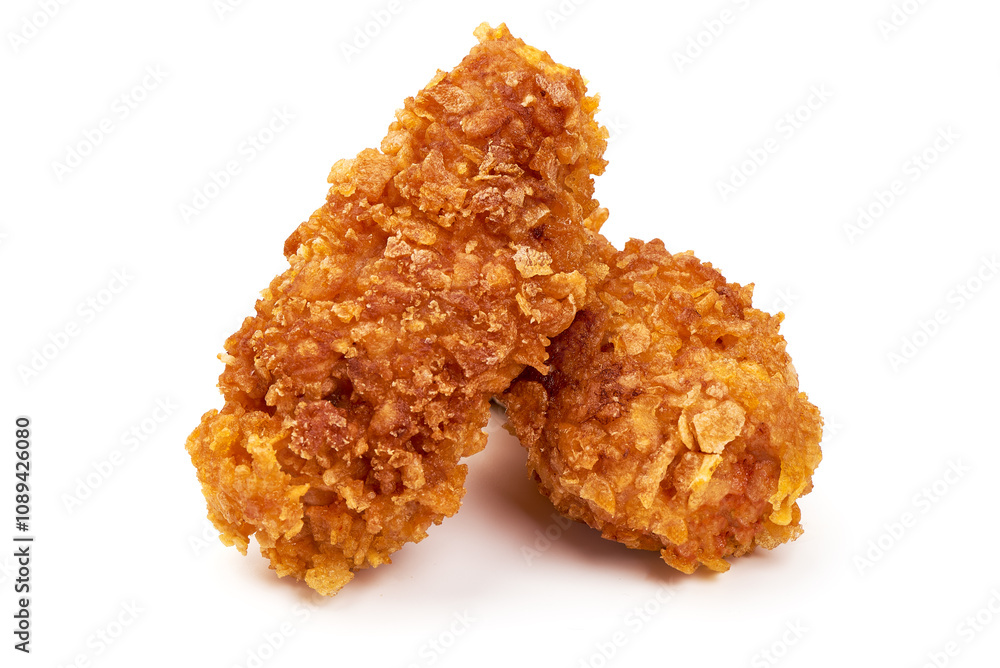 Crispy chicken nuggets, isolated on white background. Crispy chicken nuggets, isolated on white background.