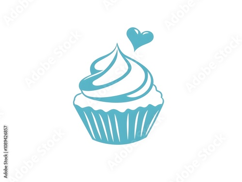 Isolated Blue Sweet Dessert frosting pastry baking cupcake food icon 