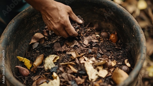 Wallpaper Mural Organic waste, including vegetable peels and coffee grounds, is being added to a compost bin Torontodigital.ca