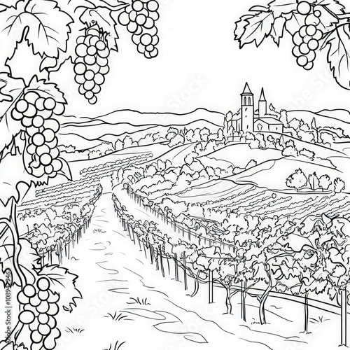 A scenic vineyard with grap...
