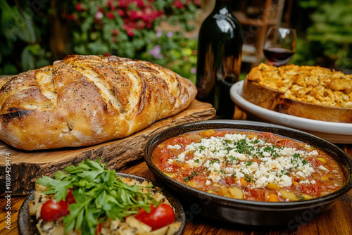A Rustic Tuscan Table Set O...