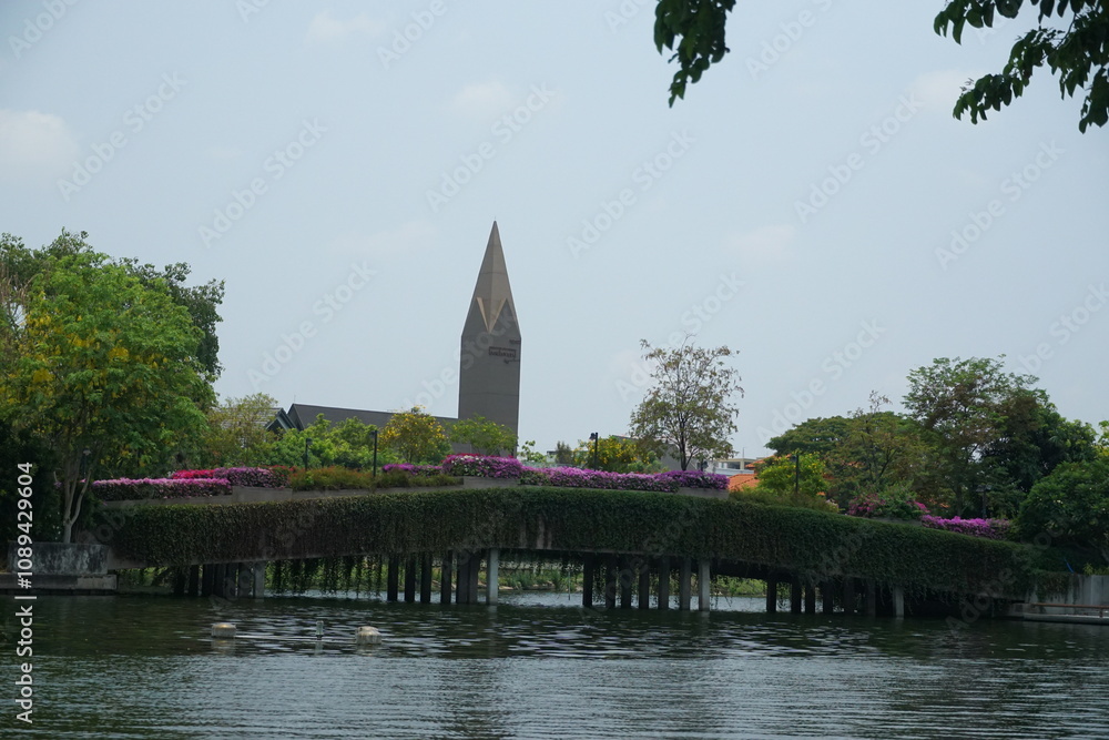 Tranquil bridge over serene water urban park landscape photography green environment scenic view nature's beauty Tranquil bridge over serene water urban park landscape photography green environment scenic view nature's beauty