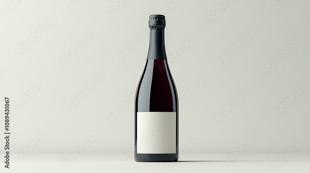Elegant wine bottle with blank label on a neutral background Elegant wine bottle with blank label on a neutral background
