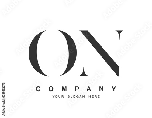ON logo design. Initial letter o and n serif font style. Creative classic company name typography. Trendy logotype or identity.