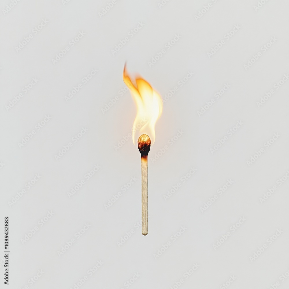 a matchstick igniting with a bright flame against a neutral background a matchstick igniting with a bright flame against a neutral background