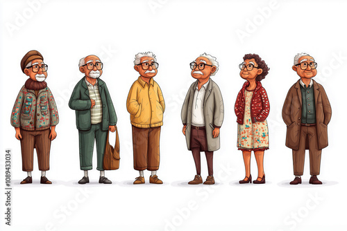 Older People On White Backg...