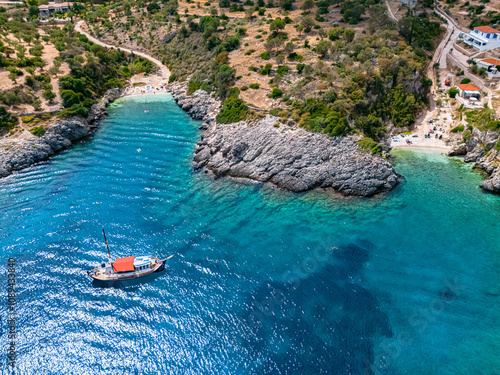 Agriosikia Beach, on the coast of Zakynthos, Greece photo