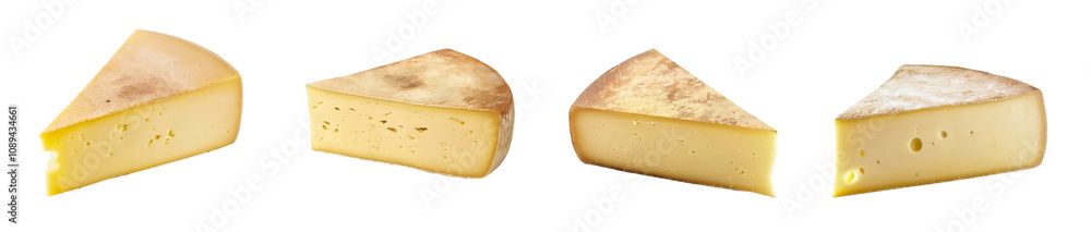 Swiss Cheese Wedge slice isolated on white or transparent background, cutout PNG Swiss Cheese Wedge slice isolated on white or transparent background, cutout PNG