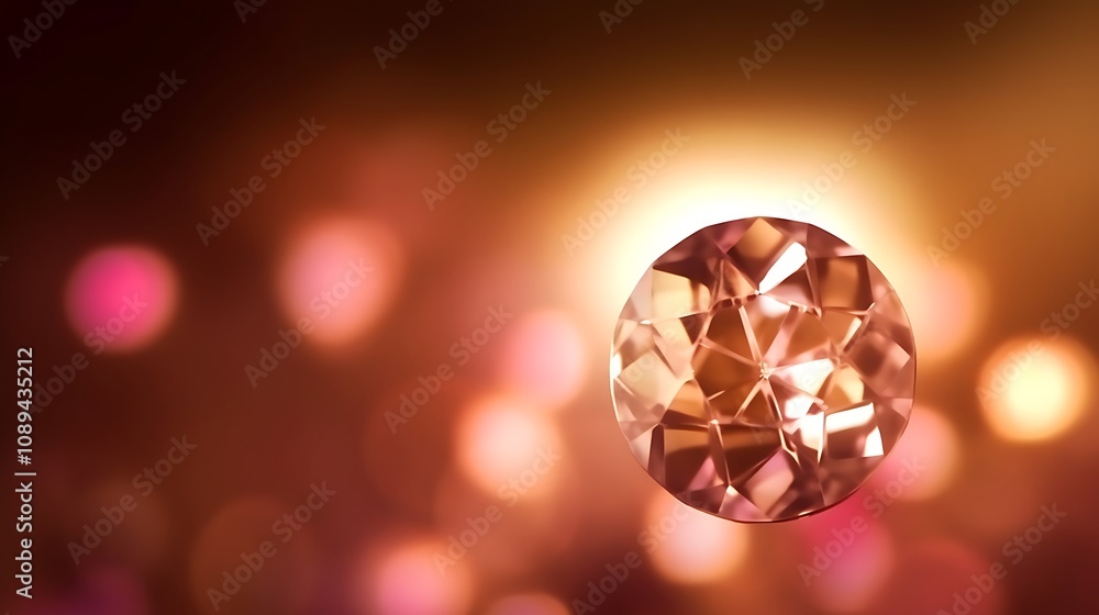 Sparkling Gemstone Against a Soft Orange Background Sparkling Gemstone Against a Soft Orange Background