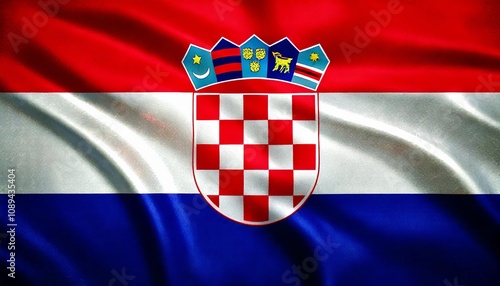 waving and shining Croatia flag texture background 