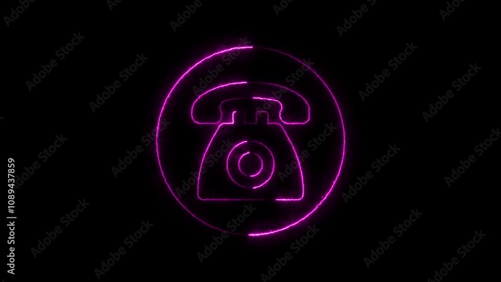 Abstract neon light telephone icon animation. concept of call icon,glowing neon phone or contact sign. Abstract neon light telephone icon animation. concept of call icon,glowing neon phone or contact sign.