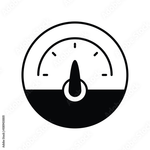 pressure meter glyph icon with white background vector stock illustration
