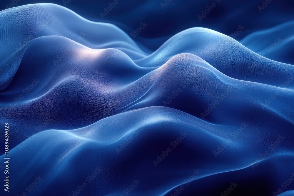 Obraz premium Three dimensional render of blue wavy pattern