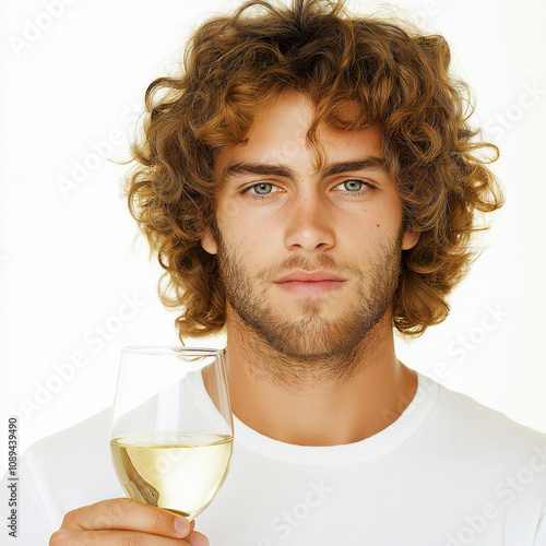 Man Drinking Wine Isolated